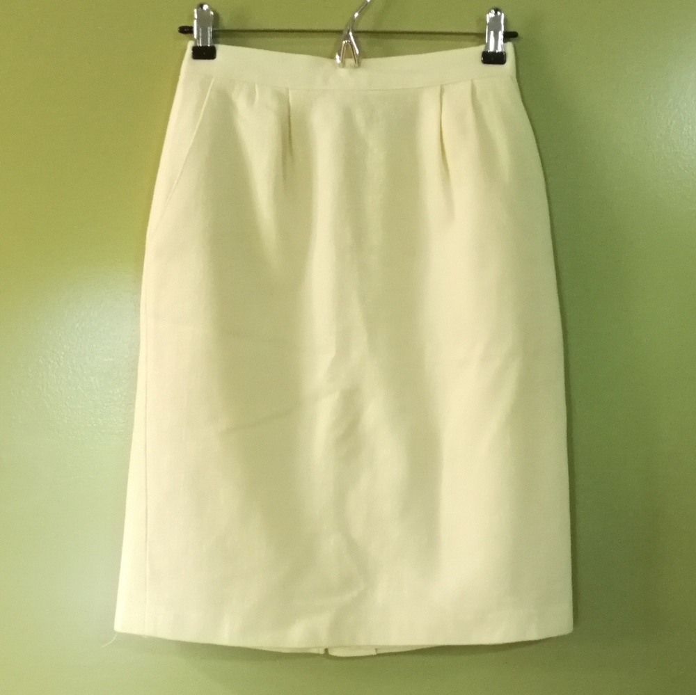 Vintage Sag Harbor Cream Wool Pencil Skirt